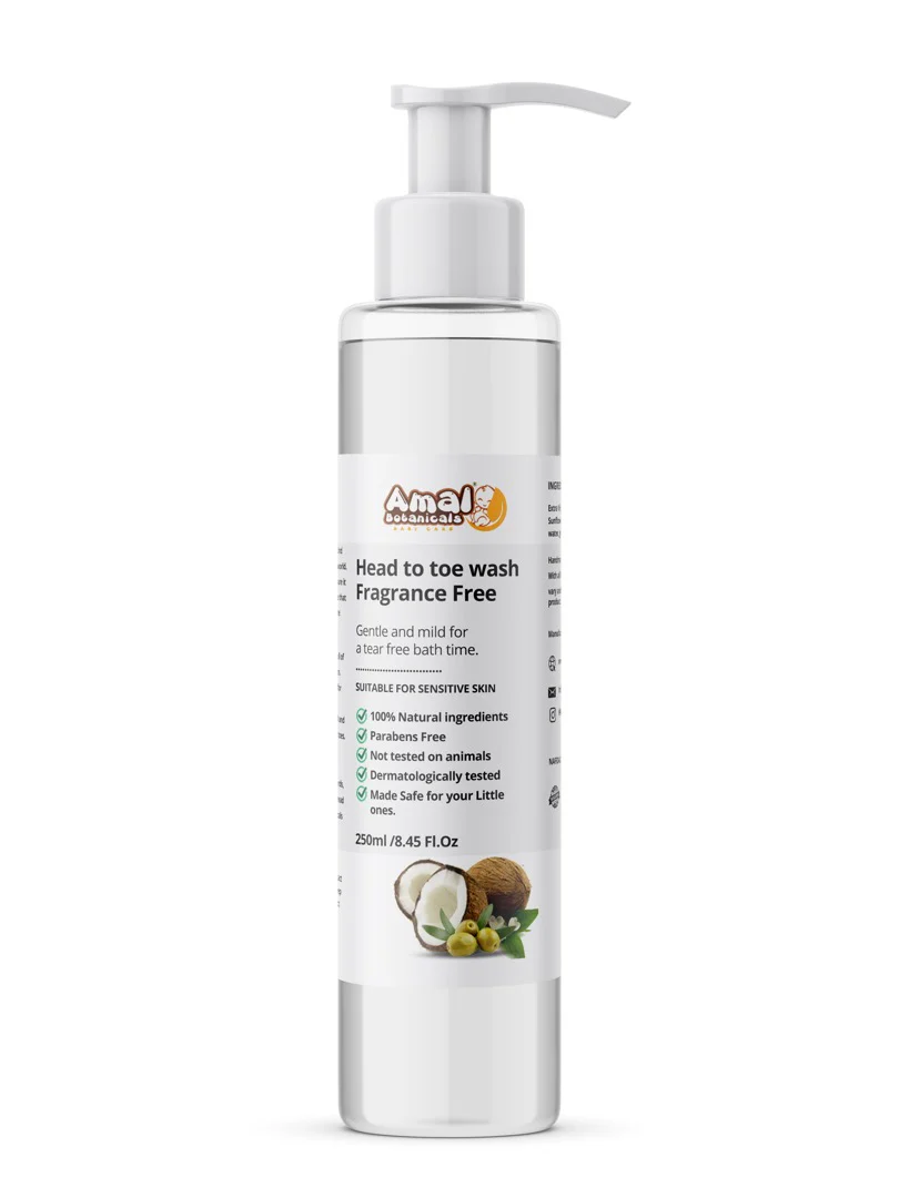 Amal Botanicals Head to Toe Baby Wash - 250ml (Available in 3 Fragrances) - Image 4